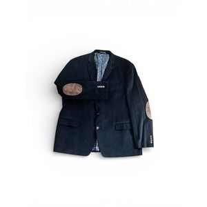 Ralph Lauren Black Label Suede Elbow Patch Navy Corduroy Blazer Sport Jacket 50L